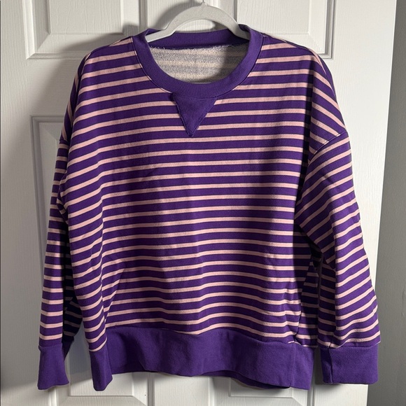 Tops - Purple and Pink Striped Women's Sweatshirt